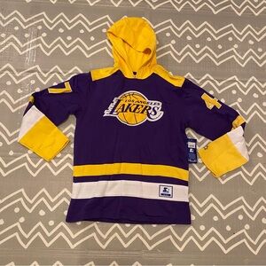 Vintage retro starter lakers basketball embroidered hoodie medium